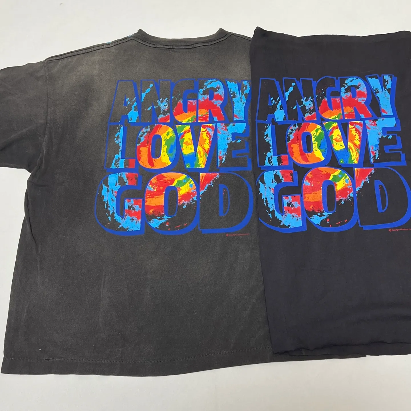 Printing proofing CACTUS PLANT FLEA MARKET x SAINT Mxxxxxx ANGRY LOVE GOD SS TEE/BLK CPFM joint weather icon/tropical storm print retro old TEE washed black S-XL